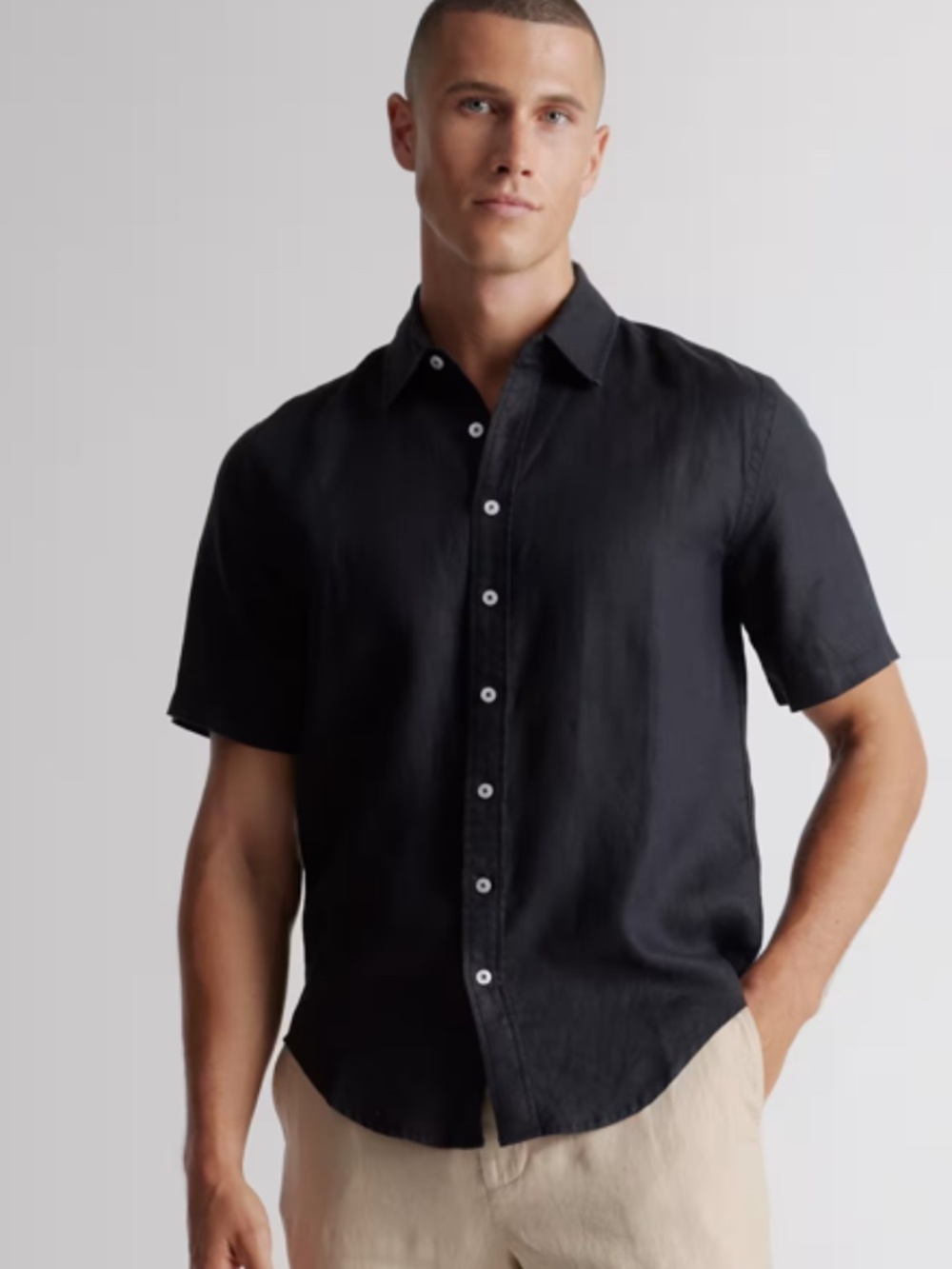 100% European Linen Relaxed Short Sleeve Shirt